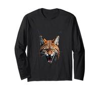 Angry Lynx Head Roaring Wild Animal Forest Art Long Sleeve T-Shirt