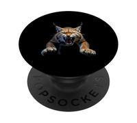 Angry Lynx Head Roaring Wild Animal Forest Art PopSockets Adhesive PopGrip