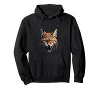 Angry Lynx Head Roaring Wild Animal Forest Art Pullover Hoodie