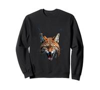 Angry Lynx Head Roaring Wild Animal Forest Art Sweatshirt