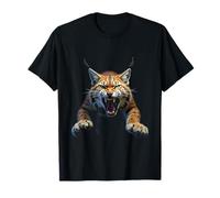 Angry Lynx Head Roaring Wild Animal Forest Art T-Shirt