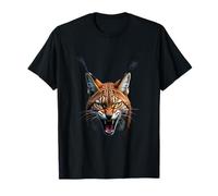 Angry Lynx Head Roaring Wild Animal Forest Art T-Shirt