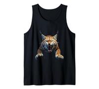 Angry Lynx Head Roaring Wild Animal Forest Art Tank Top