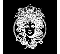 Angry Medusa Head Hand Drawn Engraving Decals 49.4x67.1cm Tattoo Culture White