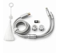 Angry miao Split Dual 8K Gaming Cable AM Edition (4.6ft), High-Speed Dual Connection, Low Latency, Compatible with USB Type-C Devices, Durable Mesh Silver-Plated Wire - Silver Orbit