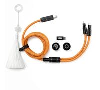 Angry miao Split Dual 8K Gaming Cable AM Edition (4.6ft), High-Speed Dual Connection, Low Latency, Compatible with USB Type-C Devices, Durable Mesh Silver-Plated Wire - Starburst Orange