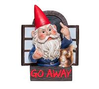 Angry Middle Finger Gnome Garden Statue - Wacky Fantasy Naughty Gnome Figurine Flipping Off Guests - Resin Home Wall Tree Hanging Decor