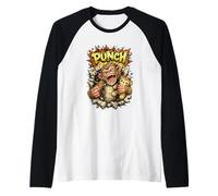 Angry Monkey Punching Wall Roaring Primate Raglan Baseball Tee