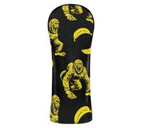 Angry Monsters Bananas Black Yellow Golf Cover Waterproof Headcovers with Number Tag for Driver Fairway Wood Hybrid