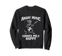 Angry Music Makes Me Happy Rage Angry Cat Heavy Metal Music Sweatshirt