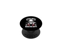 Angry Music Makes Me Happy Skull Rocker Skeleton Metalhead PopSockets Adhesive PopGrip