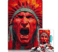 Angry Native American 1000 Pieces Jigsaw Puzzle For Adults Teens,Help The Brain Exercise Addictive Toys to Cultivate Patience Unique Challenge Game (38x26cm)