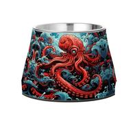 Angry Octopus Blue Dark Sea Non Slip Anti Skid Dog Bowls Stainless Steel Food Water Bowl Stackable Pet Puppy Dishes