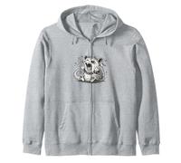 Angry Opossum Graphic Possum Attitude Funny Opossum Meme Zip Hoodie