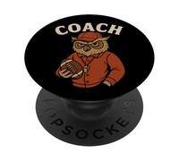 Angry Owl Coach Sports Strategy Retro Graphic PopSockets Adhesive PopGrip