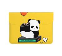 Angry Panda Leather Laptop Sleeve (Horizontal Style) â€“ Premium Pu Leather Design For 13" Macbook 2018 And Newer â€“ Full-Print Style With Elegant Protection