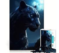 Angry Panther at Night Jigsaw 1000 Pieces Focus Building Toy Zero Gap Rewarding Activity for Rainy Days (50x75cm)
