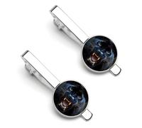 Angry Panthers Men's Round Metal Tie Clip 1Pair Classic Tie Bar Jewelry Gift for Daily Business Anniversary
