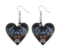 Angry Panthers Wooden Earrings Pendants Lightweight Wood Drop Charms Statement Jewelry Gifts for Women Apricot Shaped
