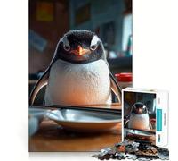 Angry Penguin at The Table Jigsaw Puzzles for Adults 1000 Think Boost Game Precise Interlock Structure Easy to Learn Family Enjoyment (50x75cm)