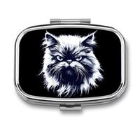 Angry Persian Cat Travel Pill Organizer with Mirror