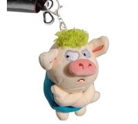 Angry Pig Plush Soft Backpack Key Ring, Adorable Backpack | Green Hair Pendant Keychain for Purse Purse Decor, Funny Animal Animals