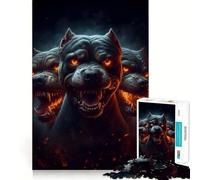 Angry Pit Bull Dogs Jigsaw Puzzles 1000 Mental Focus Game No Gap Tight Fitting Design Interactive Brain Challenge for Home (38x26cm)