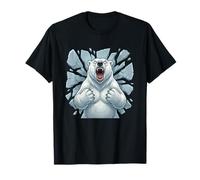 Angry Polar Bear Breaking Ice Wall Roaring Arctic T-Shirt