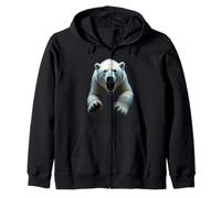 Angry Polar Bear Head Roaring Wild Animal Arctic Art Zip Hoodie