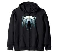 Angry Polar Bear Head Roaring Wild Animal Arctic Art Zip Hoodie