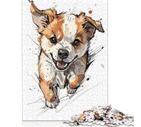 Angry Puppy Watercolor Art Jigsaw Puzzles Puzzle for Adults Kids. 1000 Piece Great Gifts Challenge Toy Educational Games Home Decoration for Adults& Kids Age 14 Years Up 1000pcs (75x50cm)