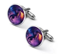Angry Purple Dragon Mens Classic Cufflinks Custom Shirt Cuff Links Jewelry Accessories for Business Wedding 0.7" 0.8"