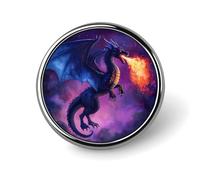 Angry Purple Dragon Round Brooch Pin Lapel Pins Tie Suit Dress Accessories Wedding Birthday for Men Women