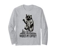 Angry Raccoon yelling "Where's My Coffee?!" Long Sleeve T-Shirt