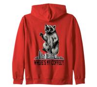 Angry Raccoon yelling "Where's My Coffee?!" Zip Hoodie