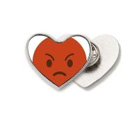 Angry Red Cute Online Chat Face Heart Metal Pin Brooch Clip Love