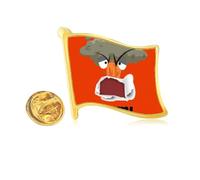 Angry Red Emotion Volcano Eruption Golden Metal Flag Lapel Pin Badge