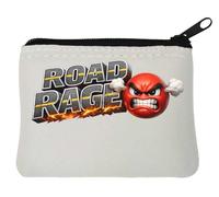 Angry Red Face with Road Text Neoprene Coin Purse Pouch 10x11cm White