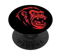 Angry Red Gorilla Face with Fangs Aggressive Expression PopSockets Adhesive PopGrip