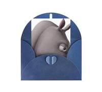 angry rhino Print Adorable Blank Cards& Envelopes,Unique Designs Perfect for Festivals, Invitations