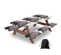 Angry Rhino Print Camping Essentials Waterproof Camping Table And Bench Cover With Drawstring Bag 183 Cm