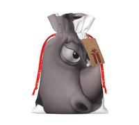 Angry Rhino Print Christmas Drawstring Holiday Candy Bag Xmas Sacks Reusable Wrapping Bags Party Favor
