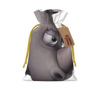 Angry Rhino Print Christmas Drawstring Holiday Candy Bag Xmas Sacks Reusable Wrapping Bags Party Favor