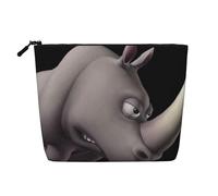 Angry Rhino Print Cosmetic Bag for Women,Faux Linen Makeup Bag Large Capacity,Perfect for Travel Daily Use