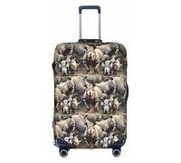 angry rhino Print Decorative Travel Luggage Cover Concealed Zipper Suitcases Anti Scratch Dustproof, White, Medium