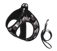 Angry Rhino Print Dog Harness Small Sized And Leash Set, Step In Soft Light Puppy Vest Breathable Mesh Pet Harness