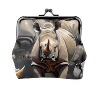angry rhino Print Exquisite Versatile Kiss Lock Coin Purse Cute Small Zipper Wallet for Coins Cards
