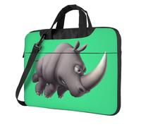 Angry Rhino Print Laptop Bag, Adjustable Shoulder Strap and Hidden Handle, Simplify Your Everyday, Black/White, 15.6 inch
