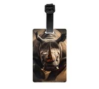 Angry Rhino Print Luggage Tag Suitcases Waterproof Identification Labels Travel Bag Backpacks Tags