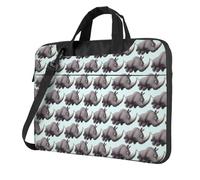 Angry Rhino Print Multi-Pocket Laptop Bag Shoulder Crossbody Case Shockproof Computer Briefcase For Sports